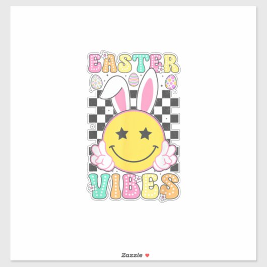 Groovy Easter Vibes Bunny Easter Day Smile Face Gi シール (シート)