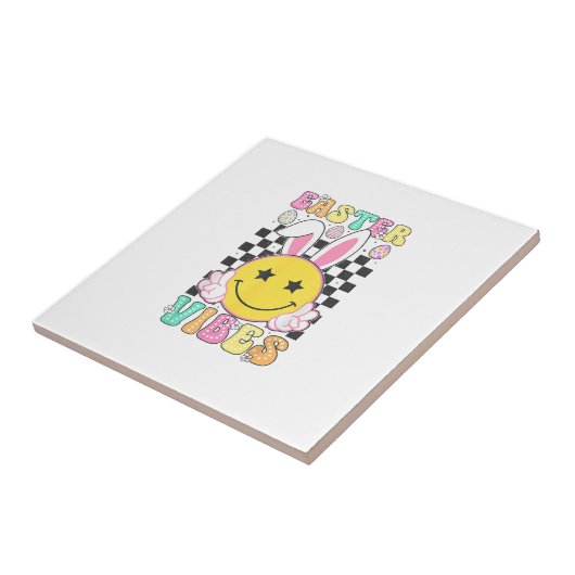 Groovy Easter Vibes Bunny Easter Day Smile Face Gi タイル (側面)