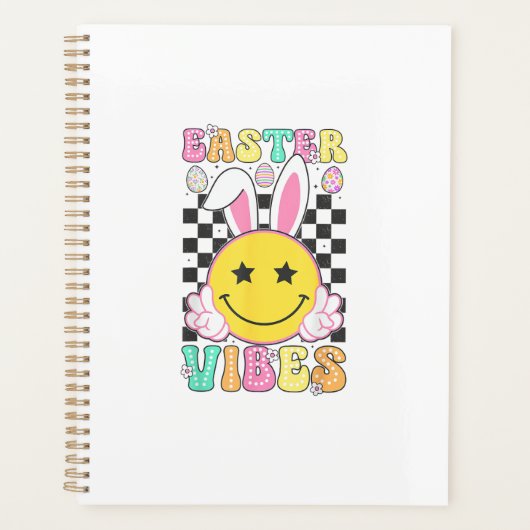 Groovy Easter Vibes Bunny Easter Day Smile Face Gi プランナー手帳 (正面)