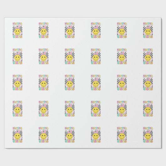 Groovy Easter Vibes Bunny Easter Day Smile Face Gi ラッピングペーパー (フラット)