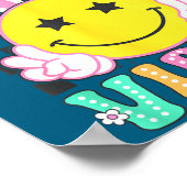 Groovy easter vibes bunny easter day smile faceGro ポスター (角)