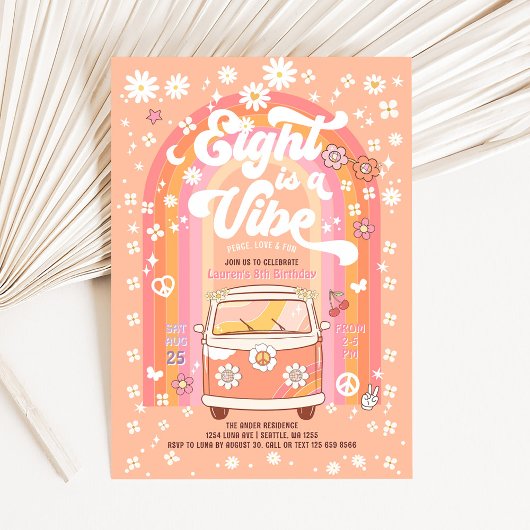 Groovy EightはVibe Van Busの8歳の誕生日 招待状