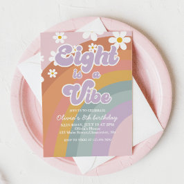 Groovy Eightヴィベレトロレインボー8誕生日 招待状