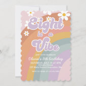 Groovy Eightヴィベレトロレインボー8誕生日 招待状 (正面)