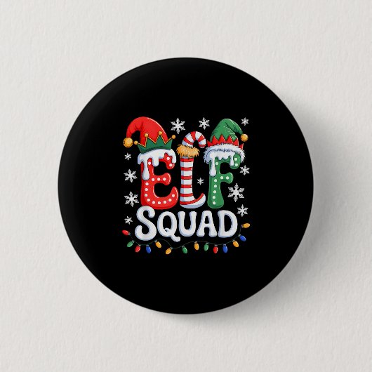 Groovy Elf Squad Elf Family Christmas Matching Paj 缶バッジ (正面)