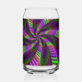 Groovy Energetic Colorful Neon Fractal Pattern ガラス缶 (正面)