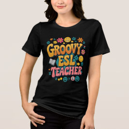 Groovy ESL先生-レトロ多文化バイリンガル トライブレンドＴシャツ