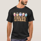 Groovy Everyday Is Caturday Crazy Cat Lady Tシャツ (正面)