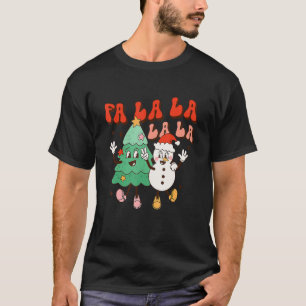 Groovy Fa La Christmas Cute Santa Hat Christmas tr Tシャツ
