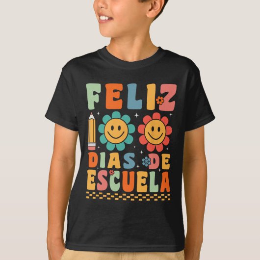 Groovy Feliz 100ディアデエスクエラグルーヴィ100日 Tシャツ (正面)