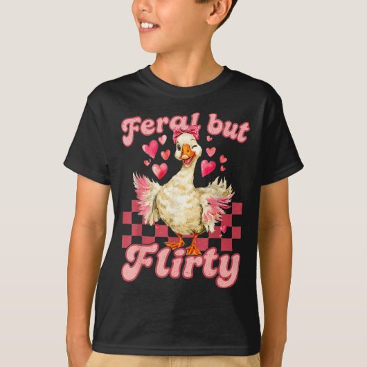 Groovy Feral-but-flirty Silly Goose Valentine Duck Tシャツ (正面)