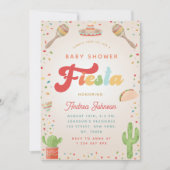 Groovy Fiestaカラフルレトロメキシカンベイビーシャワー 招待状 (正面)