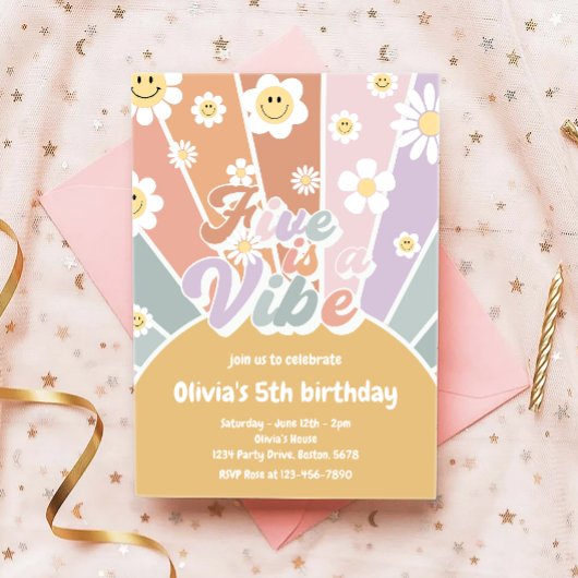 Groovy FiveはVibeレトロサンシャイン5th誕生日 招待状