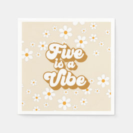Groovy FiveはVibeレトロデイジー5番目の誕生日 スタンダードカクテルナプキン