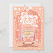 Groovy FiveはVibe Van Bus 5番目の誕生日 招待状 (正面)