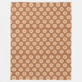 Groovy Floral 70s Pastel Copper Smiling Daisies フリースブランケット (正面)