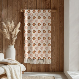 Groovy Floral Blanket 70s Pastel Copper Vibes フリースブランケット