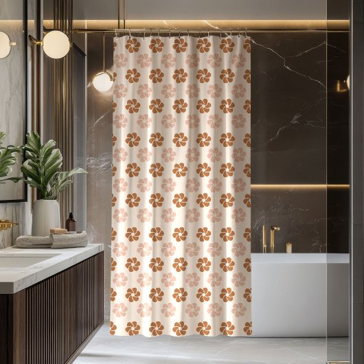 Groovy Floral Curtain 70s Pastel Sage Vibes シャワーカーテン