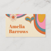 Groovy Floral Retroカラフルな抽象的70sインスピレーション 名刺 (裏面)