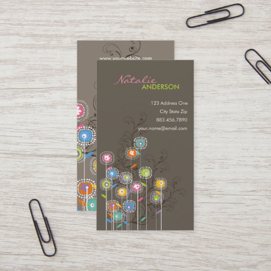 Groovy Flower Gardenお洒落フローラ 名刺 (正面/裏面インサイチュ)