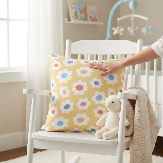 Groovy Flower Power Baby Nursery Throw Pillow クッション