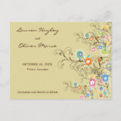 Groovy Flowers Gardenお洒落 Save The Date 案内ポストカード (裏面)