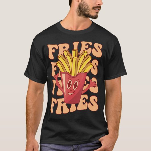 Groovy Friesフランスの Fast Food Potato Fries Tシャツ (正面)
