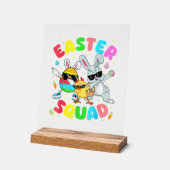 Groovy Funny Rabbit Egg Chick Easter Squad Day Men アクリルサイン (傾斜)