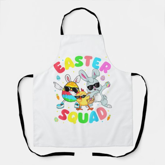 Groovy Funny Rabbit Egg Chick Easter Squad Day Men エプロン (正面)