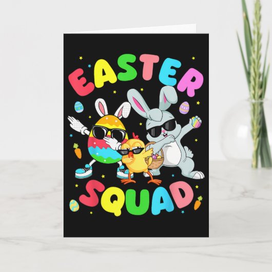 Groovy Funny Rabbit Egg Chick Easter Squad Day Men カード (正面)