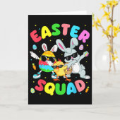 Groovy Funny Rabbit Egg Chick Easter Squad Day Men カード (黄色い花)