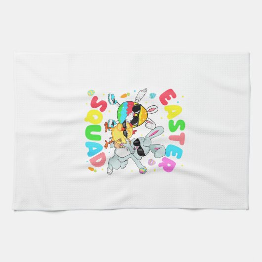 Groovy Funny Rabbit Egg Chick Easter Squad Day Men キッチンタオル (横)