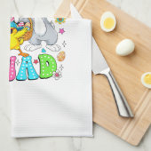 Groovy Funny Rabbit Egg Chick Easter Squad Day Men キッチンタオル (四つ折り)