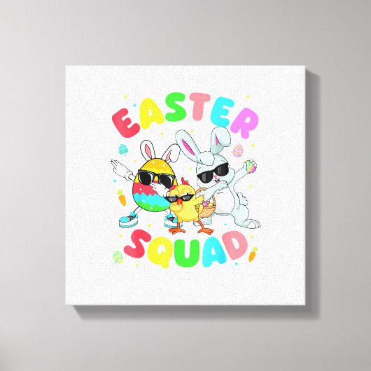 Groovy Funny Rabbit Egg Chick Easter Squad Day Men キャンバスプリント (正面)