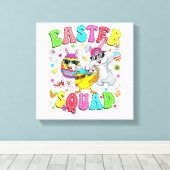 Groovy Funny Rabbit Egg Chick Easter Squad Day Men キャンバスプリント (インサイチュ (ウッドフロア))