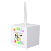 Groovy Funny Rabbit Egg Chick Easter Squad Day Men キューブオーナメント (裏面アングル)