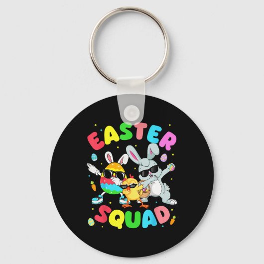 Groovy Funny Rabbit Egg Chick Easter Squad Day Men キーホルダー (正面)