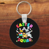 Groovy Funny Rabbit Egg Chick Easter Squad Day Men キーホルダー (正面)