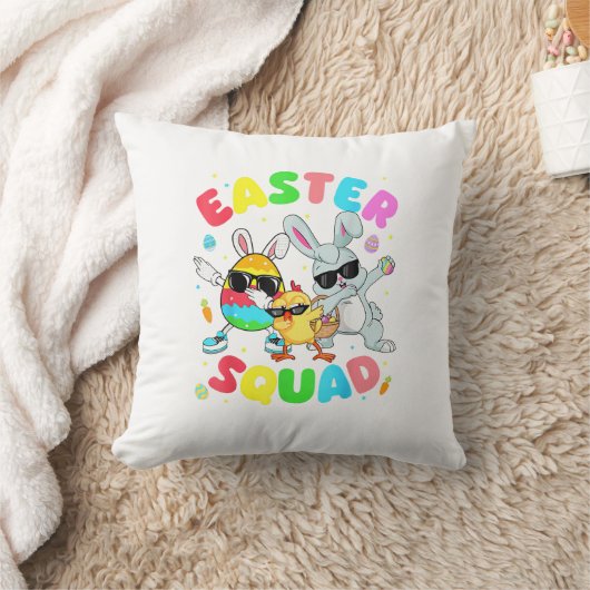 Groovy Funny Rabbit Egg Chick Easter Squad Day Men クッション (ブランケット)