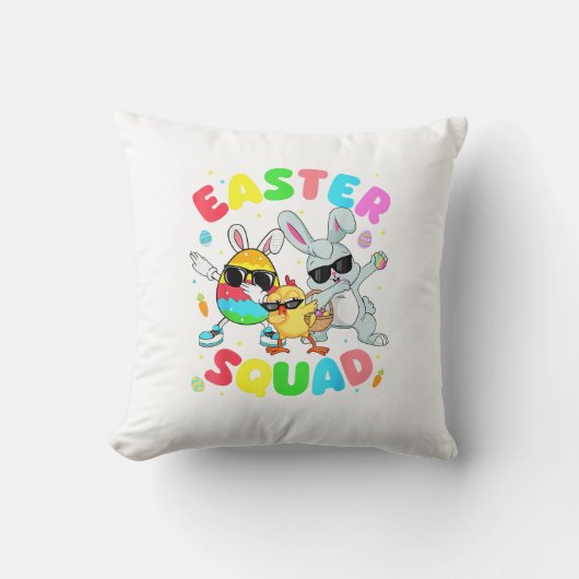 Groovy Funny Rabbit Egg Chick Easter Squad Day Men クッション (正面)