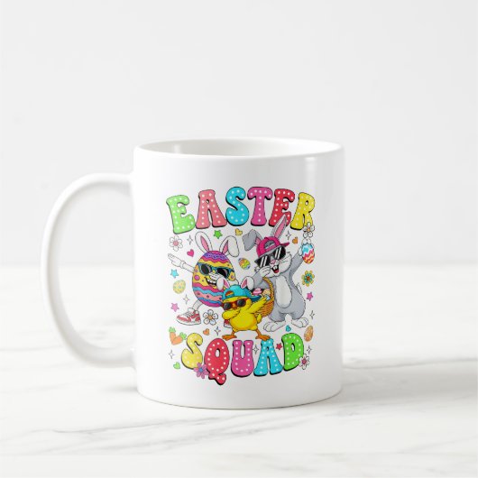 Groovy Funny Rabbit Egg Chick Easter Squad Day Men コーヒーマグカップ (左)