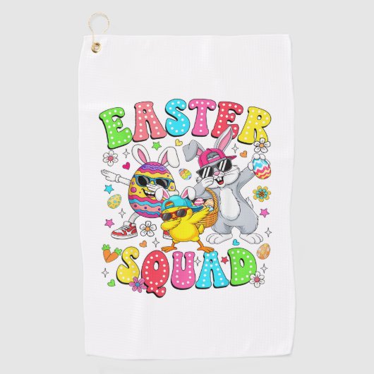 Groovy Funny Rabbit Egg Chick Easter Squad Day Men ゴルフタオル (正面)