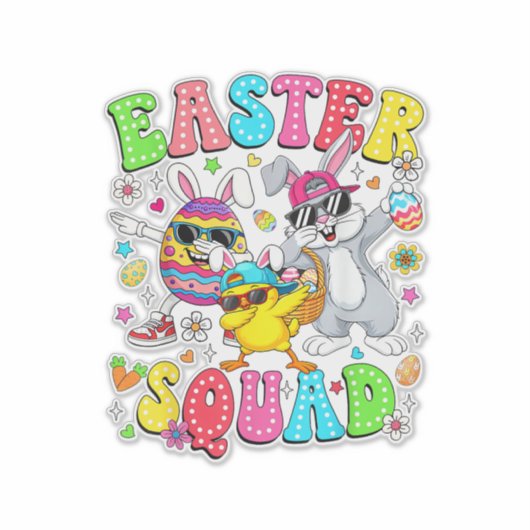 Groovy Funny Rabbit Egg Chick Easter Squad Day Men シール (正面)