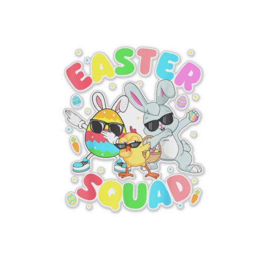 Groovy Funny Rabbit Egg Chick Easter Squad Day Men シール (正面)