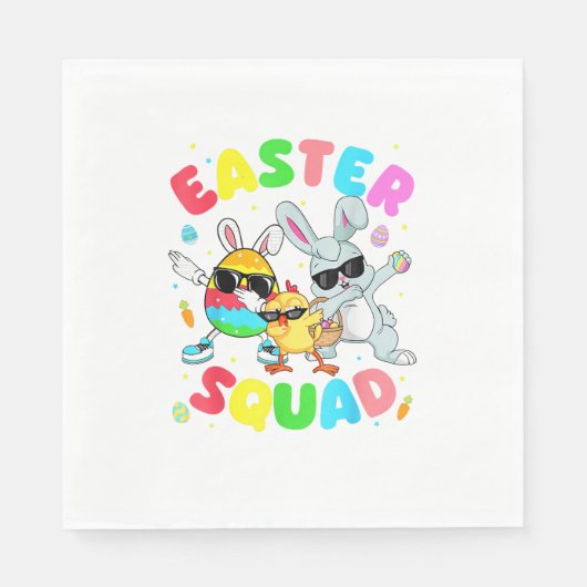 Groovy Funny Rabbit Egg Chick Easter Squad Day Men スタンダードランチョンナプキン (正面)