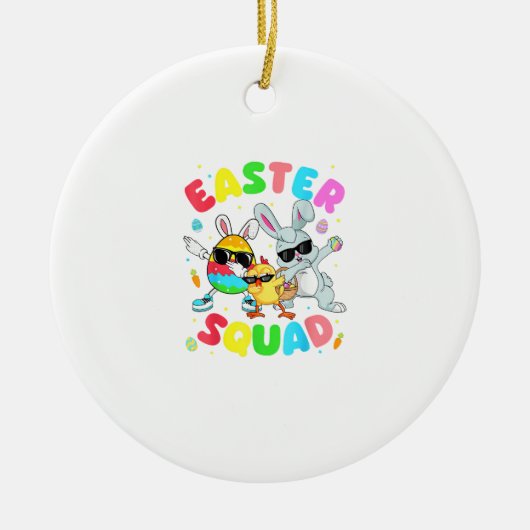 Groovy Funny Rabbit Egg Chick Easter Squad Day Men セラミックオーナメント (正面)