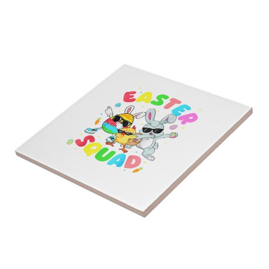 Groovy Funny Rabbit Egg Chick Easter Squad Day Men タイル (側面)