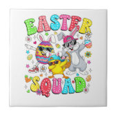 Groovy Funny Rabbit Egg Chick Easter Squad Day Men タイル (正面)