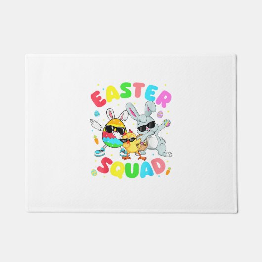 Groovy Funny Rabbit Egg Chick Easter Squad Day Men ドアマット (正面)