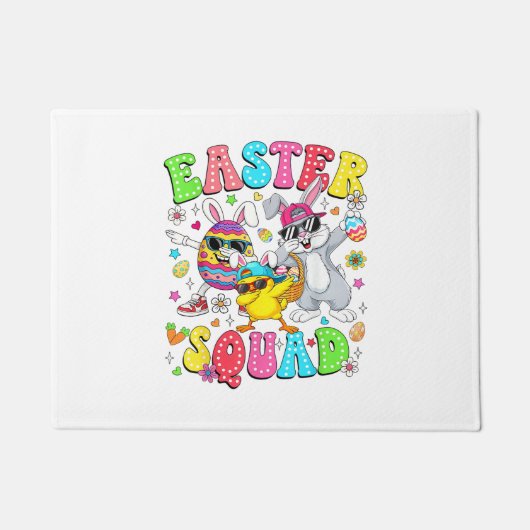 Groovy Funny Rabbit Egg Chick Easter Squad Day Men ドアマット (正面)